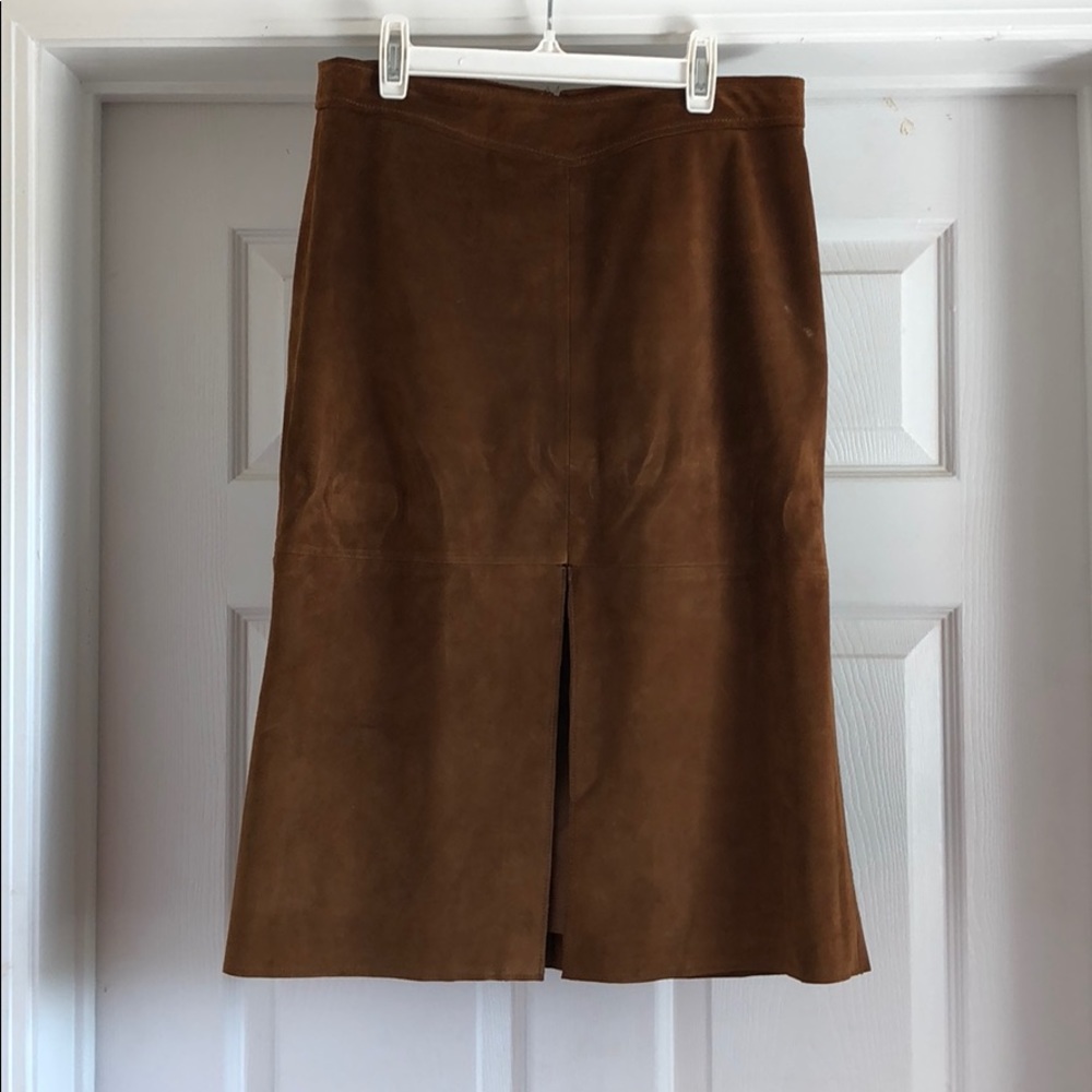 Genuine Leather Skirt/ Carmel color/